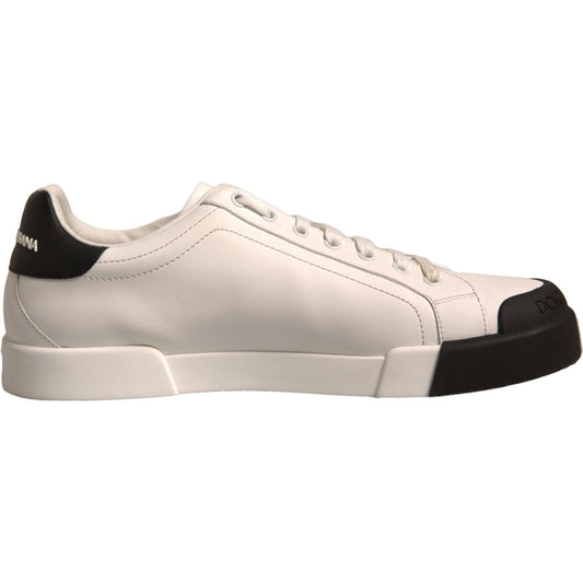 Dolce & Gabbana White Leather Logo Portofino Sneakers Shoes