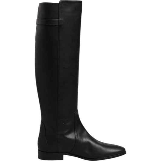 Dolce & Gabbana Black DG Logo Calf Leather High Boots Shoes