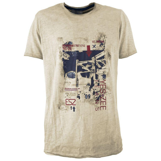 Yes Zee Beige Cotton T-Shirt 1728,67346170016,Beige,Clothing,M,Men,Men - Clothing,New with tags,S,T-Shirts - Men - Clothing,Yes Zee Yes Zee YE-14693-S