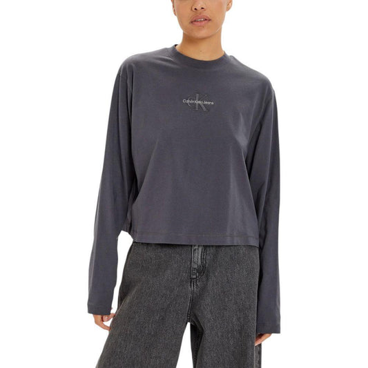 Calvin Klein Jeans Gray Cotton Long Sleeve 1728,71956299936,Calvin Klein Jeans,Clothing,Gray,IT38|XS,IT40|S,IT42|M,New with tags,Tops & T-Shirts - Women - Clothing,Women,Women - Clothing,XL Calvin Klein Jeans CA-16504100138-IT38|XS