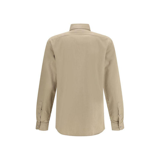 ZEGNA Cotton and linen Shirt 1728,72470364320,Brown,Clothing,L,M,Men,Men - Clothing,New with tags,Shirts - Men - Clothing,ZEGNA ZEGNA ZE-UFX22A9SRO1005-L