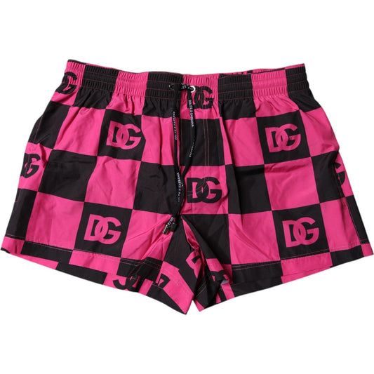 Dolce & Gabbana Black Pink Logo Beachwear Shorts 2Pc Swimwear 1728,67345645728,Clothing,Dolce & Gabbana,IT4 | S,Material: 100% Polyester,Men,Men - Clothing,New with tags,Pink,Swimwear - Men - Clothing Dolce & Gabbana BIK1893-4