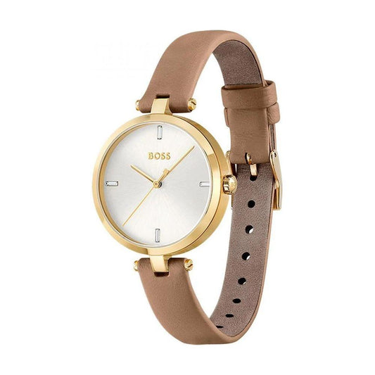 Hugo Boss Beige Leather Watch 1728,67434610848,Beige,Hugo Boss,New with tags,Watches,Watches for Women - Watches,Women Hugo Boss BO1502652AC
