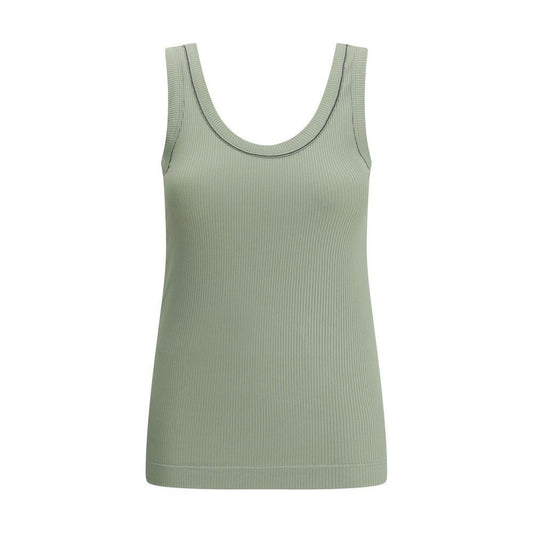 Brunello Cucinelli Ribbed Top 1728,72470364320,Brunello Cucinelli,Clothing,Green,New with tags,Tops & T-Shirts - Women - Clothing,Women,Women - Clothing,XS,XXS Brunello Cucinelli BR-MG902FP100C9738-XXS