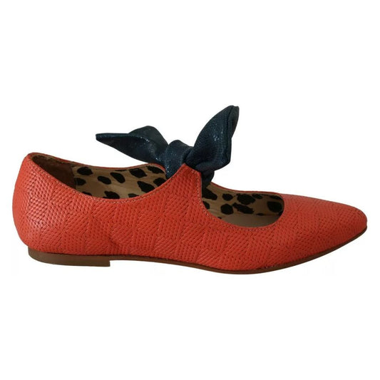 EBARRITO Orange Leather Bow Slip-on Loafers Ballet Flat Shoes 1728,67345645728,EBARRITO,EU36/US6,Flat Shoes - Women - Shoes,Material: Leather,Orange,Preowned / Defect,Shoes,Women,Women - Shoes EBARRITO LA8419-36