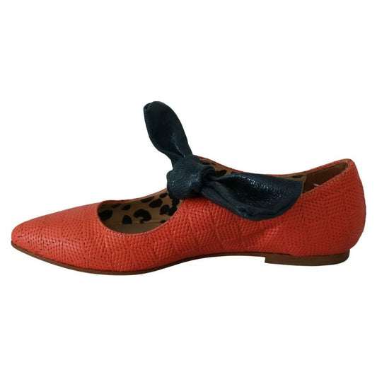 EBARRITO Orange Leather Bow Slip-on Loafers Ballet Flat Shoes 1728,67345645728,EBARRITO,EU36/US6,Flat Shoes - Women - Shoes,Material: Leather,Orange,Preowned / Defect,Shoes,Women,Women - Shoes EBARRITO LA8419-36