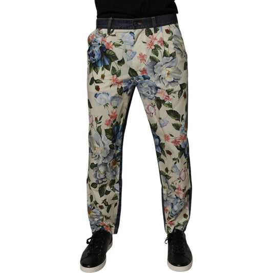 Dolce & Gabbana Beige Blue Floral Cotton Men Denim Jeans 1728,67345645728,Beige,Clothing,Dolce & Gabbana,IT48 | M,Jeans & Pants - Men - Clothing,Material: 100% Cotton,Men,Men - Clothing,New with tags Dolce & Gabbana PAN75189-48