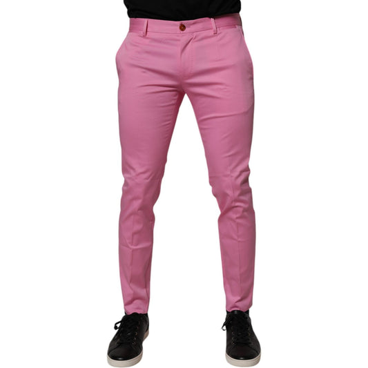 Dolce & Gabbana Pink Cotton Slim Fit Men Dress Formal Pants 1728,67345645728,Clothing,Dolce & Gabbana,IT48 | M,Jeans & Pants - Men - Clothing,Material: 98% Cotton 2% Elastane,Men,Men - Clothing,New with tags,Pink Dolce & Gabbana PAN75194-48