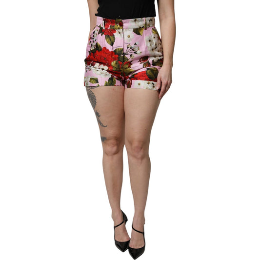 Dolce & Gabbana Pink Floral Print High Waist Hotpants Short 1728,67345645728,Clothing,Dolce & Gabbana,IT36 | XS,IT38 | XS,IT40|S,Material: 91% Cotton 9% Silk,New with tags,Pink,Shorts - Women - Clothing,Women,Women - Clothing Dolce & Gabbana SKI2082-36
