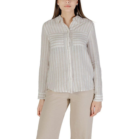 Street One Beige Linen Shortsleeve 1728,71956299936,Beige,Clothing,IT36|XXS,IT40|S,IT42|M,New with tags,Shirts - Women - Clothing,Street One,Women,Women - Clothing Street One ST-16616502507-IT40|S