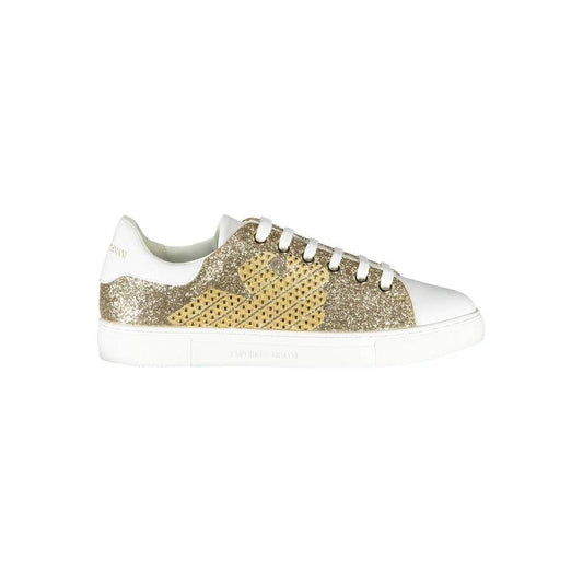 Emporio Armani Gold Polyester Women Sneaker 1728,67403481248,Emporio Armani,EU35/US5,Gold,New with tags,Shoes,Sneakers - Women - Shoes,Women,Women - Shoes Emporio Armani EM-870-EU35/US5