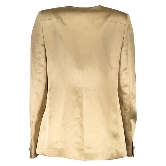 Just Cavalli Gold Linen Women Jacket 1728,44,67403481248,Clothing,Gold,Jackets & Coats - Women - Clothing,Just Cavalli,New with tags,Women,Women - Clothing Just Cavalli JU-3546-44