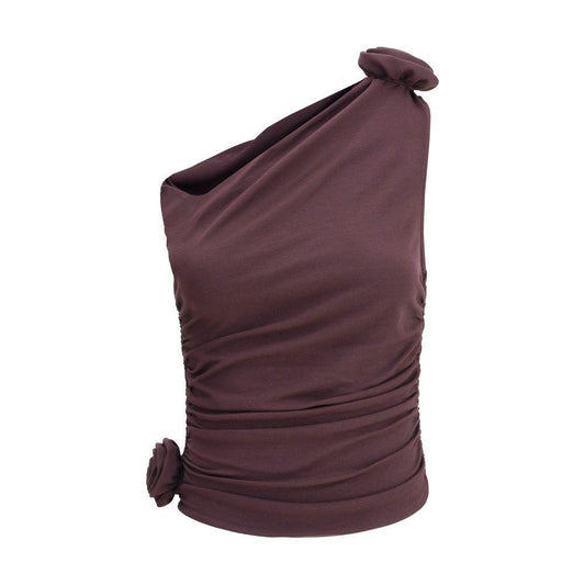 Magda Butrym One-shoulder Top 1728,72470364320,Clothing,IT36 | XS,Magda Butrym,New with tags,Purple,Tops & T-Shirts - Women - Clothing,Women,Women - Clothing Magda Butrym MA-106725BORDEAUX-IT36 | XS