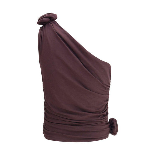 Magda Butrym One-shoulder Top 1728,72470364320,Clothing,IT36 | XS,Magda Butrym,New with tags,Purple,Tops & T-Shirts - Women - Clothing,Women,Women - Clothing Magda Butrym MA-106725BORDEAUX-IT36 | XS