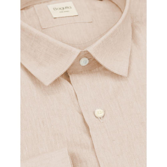 Bagutta Beige Linen Men Shirt 1728,67346170016,Bagutta,Beige,Clothing,IT40 | M,IT41 | L,IT43 | 2XL,IT44 | XS,Men,Men - Clothing,New with tags,Shirts - Men - Clothing Bagutta BA-15224-IT40 | M