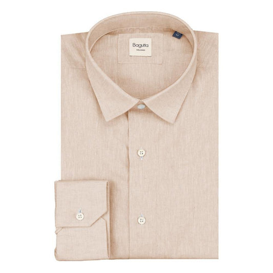 Bagutta Beige Linen Men Shirt 1728,67346170016,Bagutta,Beige,Clothing,IT40 | M,IT41 | L,IT43 | 2XL,IT44 | XS,Men,Men - Clothing,New with tags,Shirts - Men - Clothing Bagutta BA-15224-IT40 | M