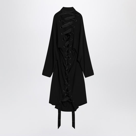 Balenciaga Black shirt dress with intertwined ribbons LDin,Spring - Summer 2025,Women,Women > Clothing,Women > Clothing > Dresses,Yes Eu Balenciaga 831216TSO28/Q_BALEN-1000_108