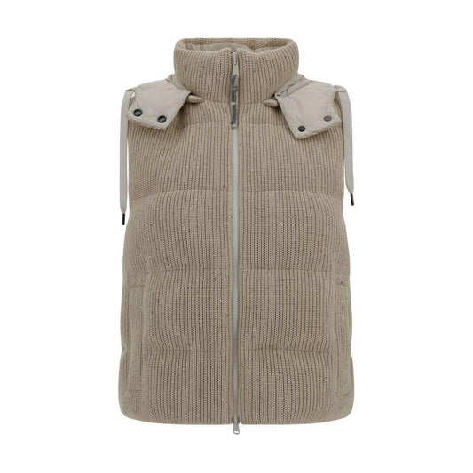 Brunello Cucinelli Hooded Down Vest 1728,72470364320,Beige,Brunello Cucinelli,Clothing,IT38 | S,IT40 | M,IT42 | L,IT44 | L,IT46|XL,Jackets & Coats - Women - Clothing,New with tags,Women,Women - Clothing Brunello Cucinelli BR-M0DVT2142CDR24-IT38 | S
