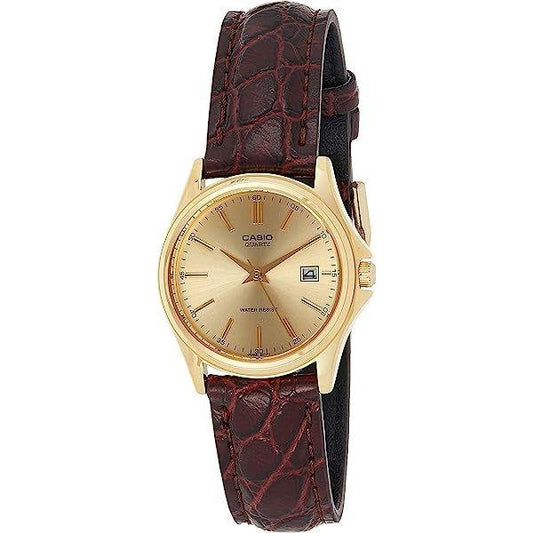 CASIO COLLECTION Mod. LADY DATE LEATHER - GOLD Lady,Lady Ready Stocked Watches,READY STOCKED WATCHES,Watches for Women - Watches,Wristwatch CASIO COLLECTION & VINTAGE LTP-1183Q-9ADF
