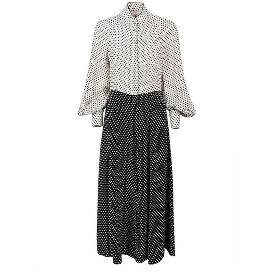 CRIDA Dresses Black Fall - Winter 2023,LDin,Women,Women > Clothing,Women > Clothing > Dresses,Yes Eu Crida LECCO23MIDIDRESSBLACK/OFFWHITEPOIS