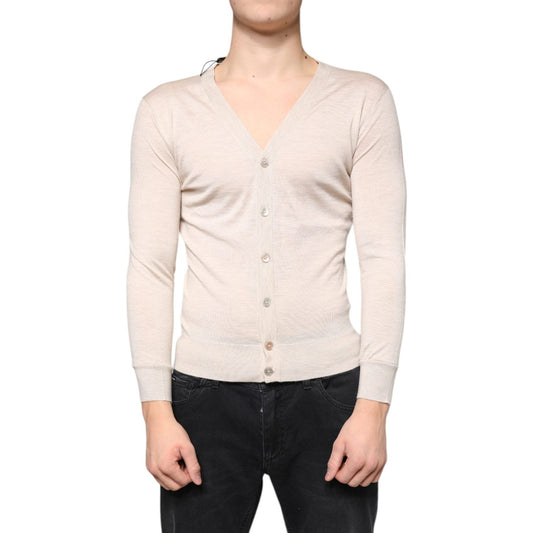 Dolce & Gabbana Beige Cashmere Button Down Cardigan Sweater 1728,67345645728,Beige,Dolce & Gabbana,IT44 | XS,Material: 100% cashmere,Men,New with tags,Sweaters - Men - Clothing Dolce & Gabbana TSH87069-44