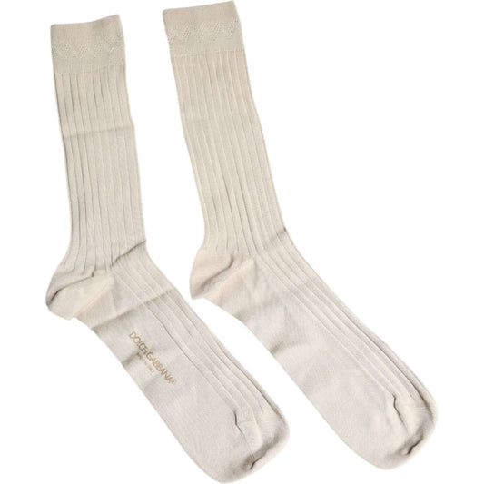 Dolce & Gabbana Beige Cotton Stretch Logo Mid Calf Socks 1728,67345645728,Beige,Dolce & Gabbana,L,Material: Cotton Blend,New with tags,Socks - Men - Accessories,Unisex Dolce & Gabbana SCS2233-L