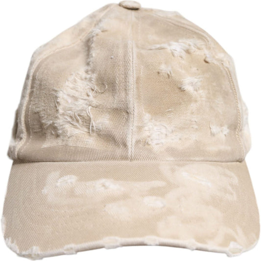 Dolce & Gabbana Beige Tattered Cotton 6 Panels Baseball Cap 1728,58 cm|M,67345645728,Accessories,Beige,Dolce & Gabbana,Hats & Caps - Men - Accessories,Material: 100% Cotton,Men,Men - Accessories,New with tags Dolce & Gabbana HAT9820-58
