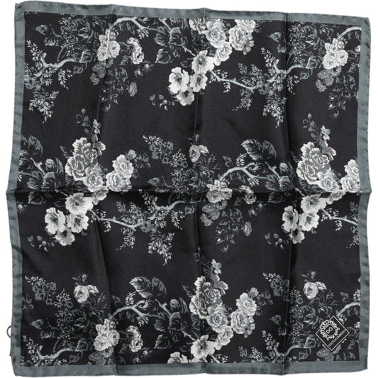 Dolce & Gabbana Black Floral Print Silk Square Foulard Scarf 1728,67345645728,Accessories,Black,Dolce & Gabbana,Material: 100% Silk,New with tags,Scarves - Women - Accessories,Women,Women - Accessories Dolce & Gabbana MS7264