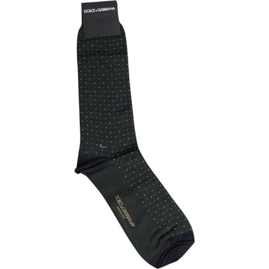 Dolce & Gabbana Black Polka Dots Cotton Mid Calf Socks 1728,67345645728,Black,Dolce & Gabbana,L,Material: 80% Cotton 20% Nylon,Preowned / Defect,Socks - Men - Accessories,Unisex Dolce & Gabbana SCS2200-L