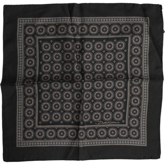 Dolce & Gabbana Black Silk Printed Square Men Foulard Scarf 1728,67345645728,Accessories,Black,Dolce & Gabbana,Material: 100% Silk,Men,Men - Accessories,New with tags,Scarves - Men - Accessories Dolce & Gabbana MS7242