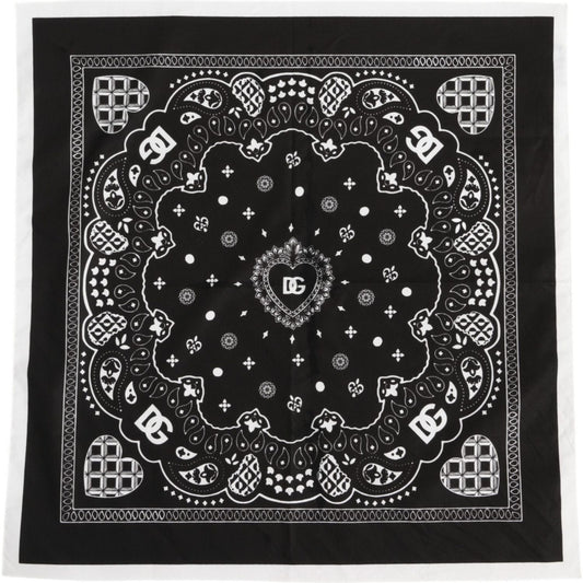 Dolce & Gabbana Black White Bandana Square Foulard Scarf 1728,67345645728,Accessories,Black and White,Dolce & Gabbana,Material: 100% Cotton,Men,Men - Accessories,Preowned / Defect,Scarves - Men - Accessories Dolce & Gabbana MS7229