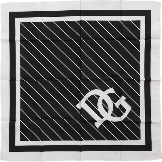 Dolce & Gabbana Black White DG Logo Square Men Foulard Scarf 1728,67345645728,Accessories,Black/White,Dolce & Gabbana,Material: 100% Cotton,Men,Men - Accessories,New with tags,Scarves - Men - Accessories Dolce & Gabbana MS7267
