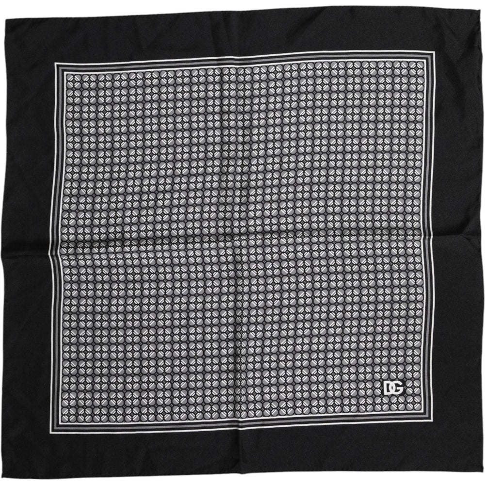 Dolce & Gabbana Black White Patterned Square Foulard Scarf 1728,67345645728,Accessories,Black and White,Dolce & Gabbana,Material: 100% Silk,Men,Men - Accessories,Preowned / Defect,Scarves - Men - Accessories Dolce & Gabbana MS7228