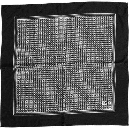 Dolce & Gabbana Black White Patterned Square Foulard Scarf 1728,67345645728,Accessories,Black and White,Dolce & Gabbana,Material: 100% Silk,Men,Men - Accessories,Preowned / Defect,Scarves - Men - Accessories Dolce & Gabbana MS7228