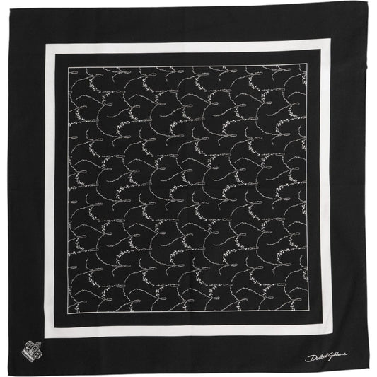 Dolce & Gabbana Black White Printed Square Foulard Scarf 1728,67345645728,Accessories,Black and White,Dolce & Gabbana,Material: 100% Cotton,Men,Men - Accessories,Preowned / Defect,Scarves - Men - Accessories Dolce & Gabbana MS7235