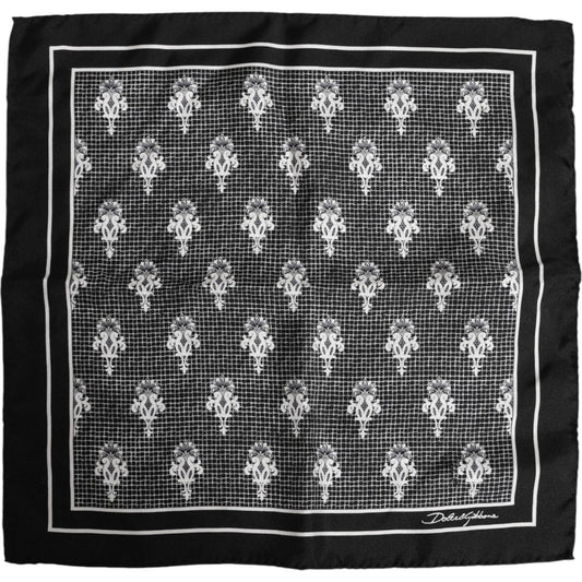 Dolce & Gabbana Black White Printed Square Foulard Scarf 1728,67345645728,Accessories,Black and White,Dolce & Gabbana,Material: 100% Silk,Men,Men - Accessories,New with tags,Scarves - Men - Accessories Dolce & Gabbana MS7241