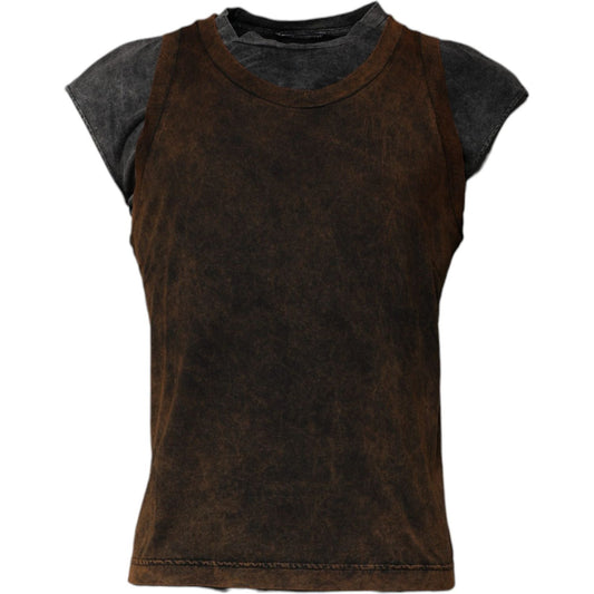 Dolce & Gabbana Brown Cotton Round Neck Sleeveless T-shirt 1728,67345645728,Brown,Dolce & Gabbana,IT52 | XL,Material: 100% Cotton,Men,New with tags,T-Shirts - Men - Clothing Dolce & Gabbana TSH87482-52