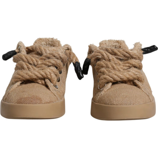 Dolce & Gabbana Brown Jute Fabric Low Top Men Sneakers Shoes 1728,67345645728,Brown,Dolce & Gabbana,EU41/US8,Material: 100% Jute,Men,Preowned / Defect,Sneakers - Men - Shoes Dolce & Gabbana MV6384-41
