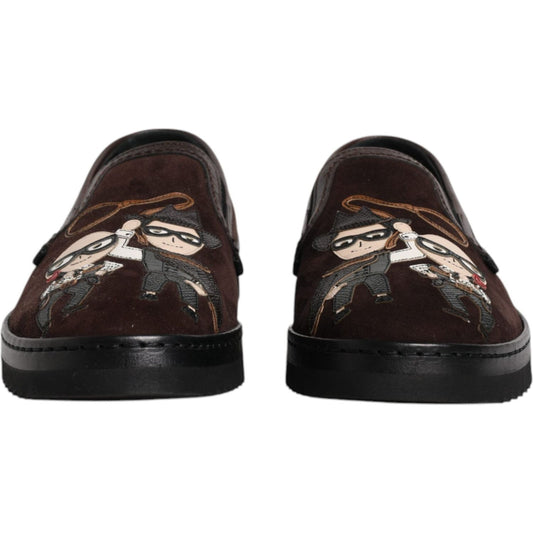 Dolce & Gabbana Brown Suede DG Family Slip On Flats Shoes 1728,67345645728,Brown,Casual - Men - Shoes,Dolce & Gabbana,EU41.5/US8.5,Material: 100% Cotton,Men,Men - Shoes,New with tags,Shoes Dolce & Gabbana MV6545-41.5