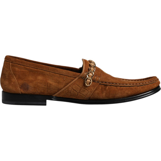 Dolce & Gabbana Brown Suede Leather Loafers Dress Shoes 1728,67345645728,Brown,Dolce & Gabbana,EU43.5/US10.5,Formal - Men - Shoes,Material: 100% Calf Leather,Men,Men - Shoes,Preowned / Defect,Shoes Dolce & Gabbana MV6555-43.5