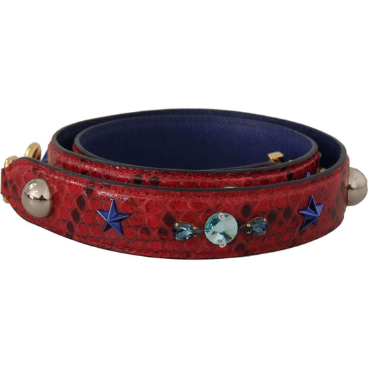 Dolce & Gabbana Chic Red Python Leather Shoulder Strap 1728,Dolce & Gabbana,Leather Accessories - Women - Bags,Material: 100% Python Leather,New with tags,Red,Women Dolce & Gabbana BEL8733