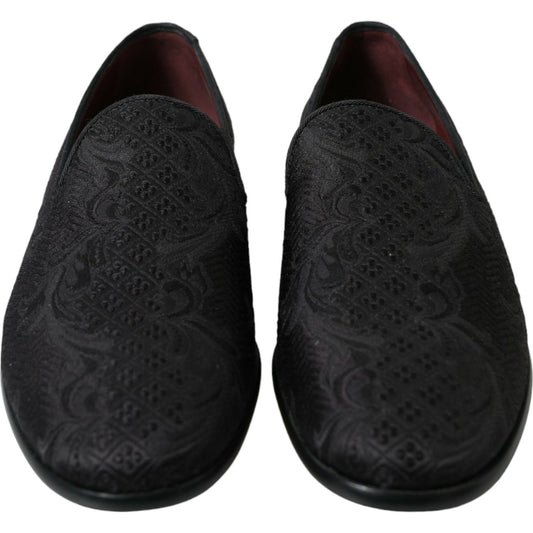 Dolce & Gabbana Elegant Black Brocade Dress Loafers 1728,67345645728,Black,Dolce & Gabbana,EU40.5/US7.5,Loafers - Men - Shoes,Material: 51% Viscose 36% Cotton 4% Polyester 3% Wool 2% Acetate 2% PC 1% Nylon 1% Silk,Men,Men - Shoes,New with tags,Shoes Dolce