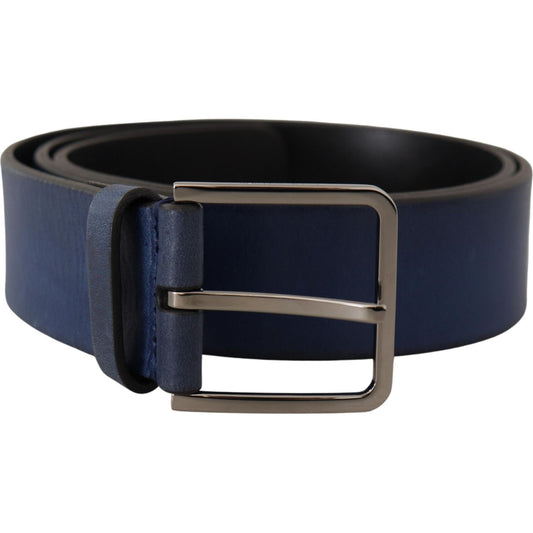 Dolce & Gabbana Elegant Blue Leather Belt with Silver Buckle 1728,67345645728,90 cm / 36 Inches,Belts - Men - Accessories,Blue,Dolce & Gabbana,Material: Leather,Men,New with tags Dolce & Gabbana BEL8496- 90