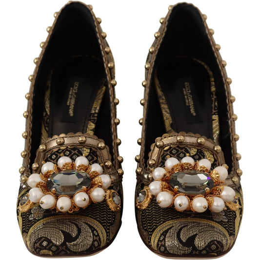 Dolce & Gabbana Elegant Gold Jacquard Brocade Pumps 1728,67345645728,Dolce & Gabbana,EU36/US5.5,Gold,Material: 67% Leather 16% Acetate 9% Polyester 8% Cotton,New with tags,Pumps - Women - Shoes,Women Dolce & Gabbana LA9965 - 36