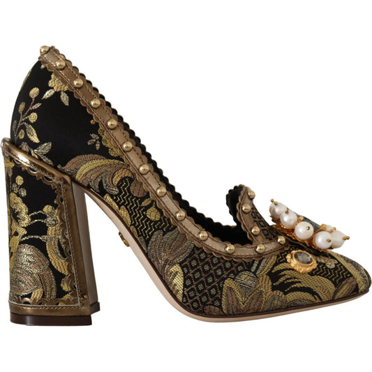 Dolce & Gabbana Elegant Gold Jacquard Brocade Pumps 1728,67345645728,Dolce & Gabbana,EU36/US5.5,Gold,Material: 67% Leather 16% Acetate 9% Polyester 8% Cotton,New with tags,Pumps - Women - Shoes,Women Dolce & Gabbana LA9965 - 36