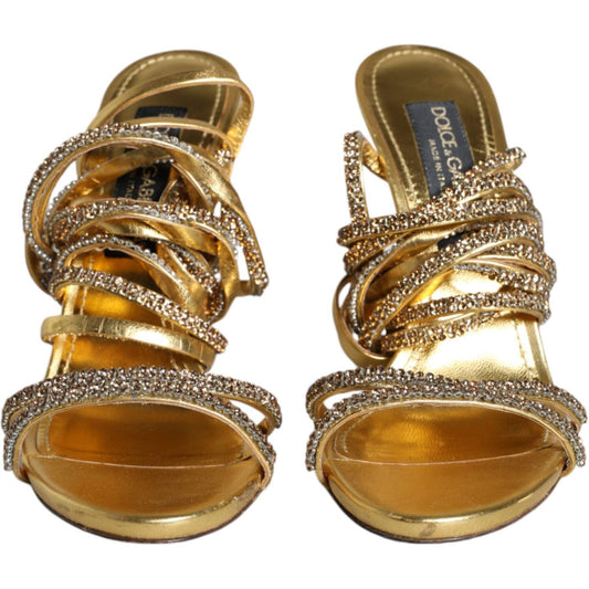 Dolce & Gabbana Gold Crystals Keira Heels Sandals Shoes 1728,67345645728,Dolce & Gabbana,EU39.5/US9,Gold,Material: 100% Lamb Leather,Preowned / Defect,Sandals - Women - Shoes,Women Dolce & Gabbana LA11356-39.5