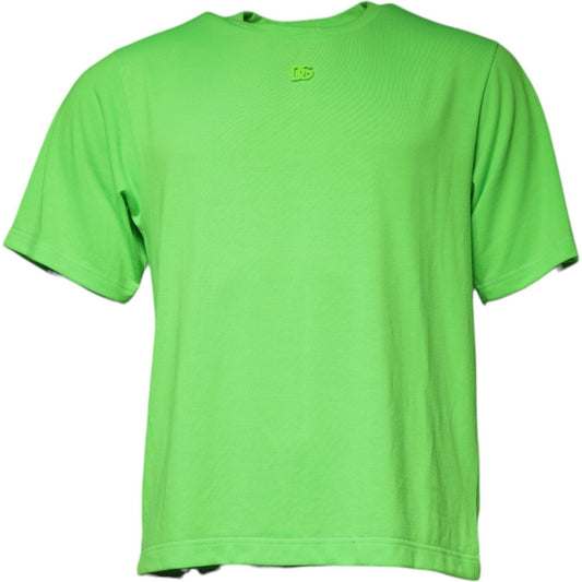 Dolce & Gabbana Green Logo Round Neck Short Sleeves T-shirt 1728,67345645728,Dolce & Gabbana,Green,IT48 | M,Material: 100% Polyester,Men,New with tags,T-Shirts - Men - Clothing Dolce & Gabbana TSH86922-48