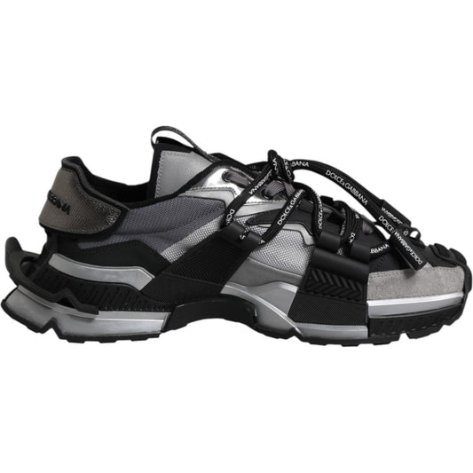 Dolce & Gabbana Multicolor Panelled Space Sneakers Shoes 1728,67345645728,Black and Gray,Dolce & Gabbana,EU43/US10,Material: 30% Polyester 20% PU 20% Calf Leather 10% Elastane 10% Nylon 10% Viscose,Men,Men - Shoes,New with tags,Shoes,Sneakers - Men - Shoe