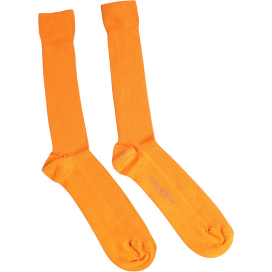 Dolce & Gabbana Orange Cotton Logo Over The Calf Socks 1728,67345645728,Accessories,Dolce & Gabbana,L,Material: 100% Cotton,Men,Men - Accessories,New with tags,Orange,Socks - Men - Accessories Dolce & Gabbana SCS2232-L