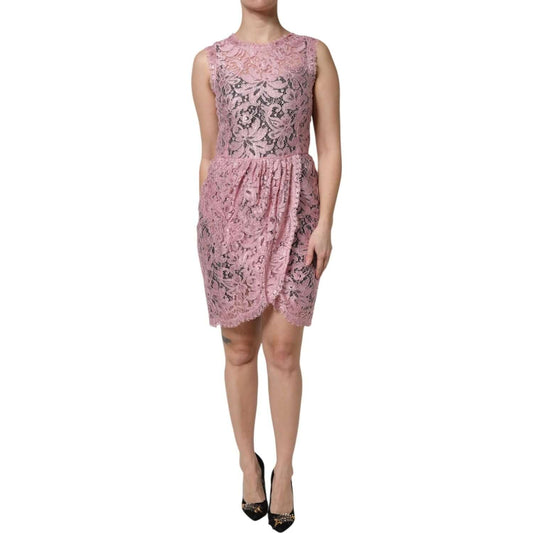 Dolce & Gabbana Pink Floral Lace Sleeveless Sheath Dress 1728,67345645728,Dolce & Gabbana,Dresses - Women - Clothing,IT36|XXS,IT38 | XS,IT40|S,IT42|M,IT44 | L,IT46|XL,Material: 83% Viscose 17% Nylon,New with tags,Pink,Women Dolce & Gabbana DR81714-36